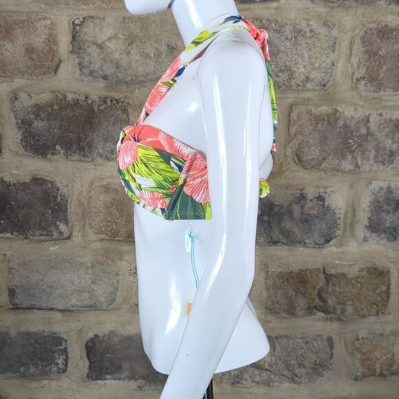 KONA Sol tropical floral print halter bikini top woman's‎ Size small NEW padded - Picture 8 of 13